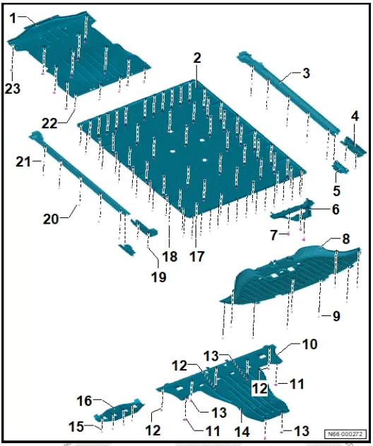Volkswagen ID.4. Assembly overview - underbody cladding