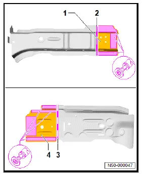 Volkswagen ID.4. Renewing front left longitudinal member, part section