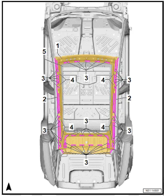 Volkswagen ID.4. Assembly overview - vehicle with glass panel