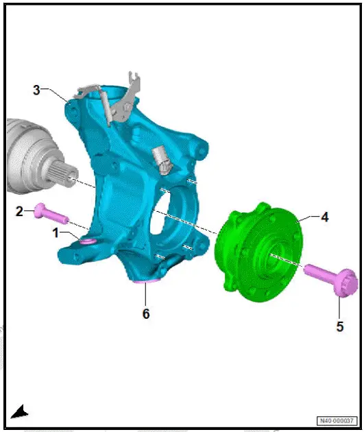 Volkswagen ID.4. Assembly overview - wheel bearing, all-wheel drive