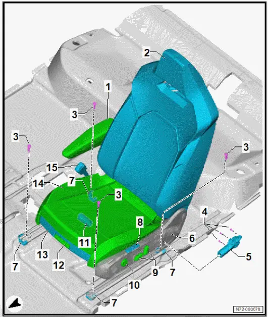 Volkswagen ID.4. Assembly overview - front seat, Top-Sport