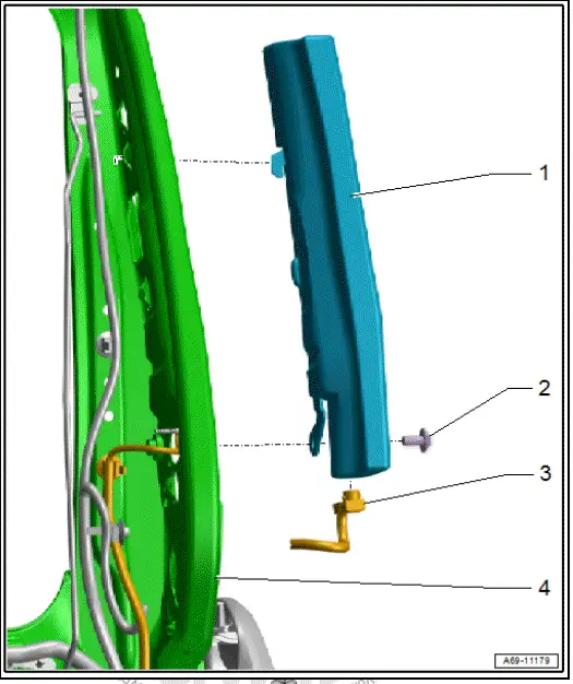 Volkswagen ID.4. Assembly overview  front side airbag, outer side