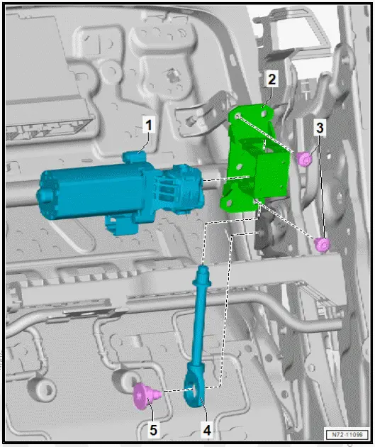 Volkswagen ID.4. Assembly overview  seat rake adjustment 