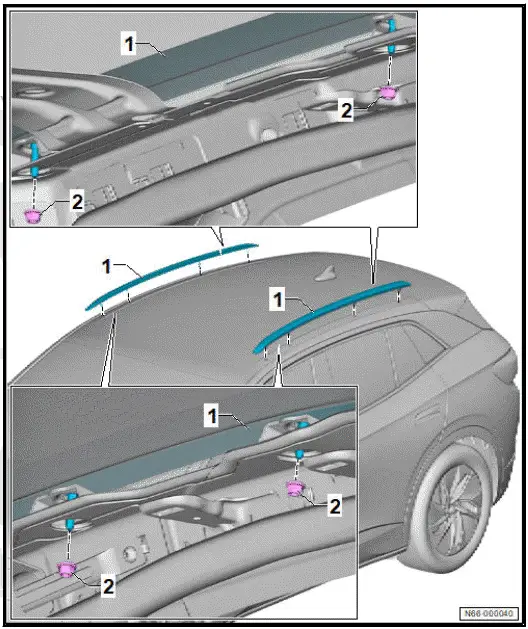 Volkswagen ID.4. Assembly overview  roof railing