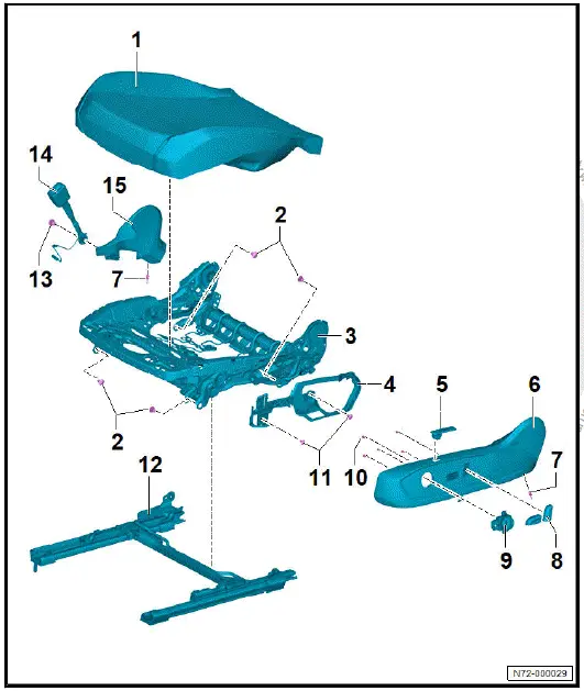 Volkswagen ID.4. Assembly overview - seat pan, electric adjustment