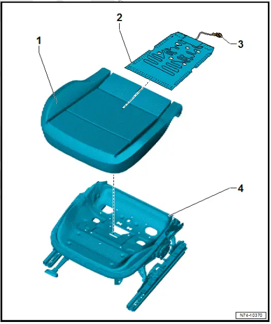Volkswagen ID.4. Assembly overview  seat heating element 