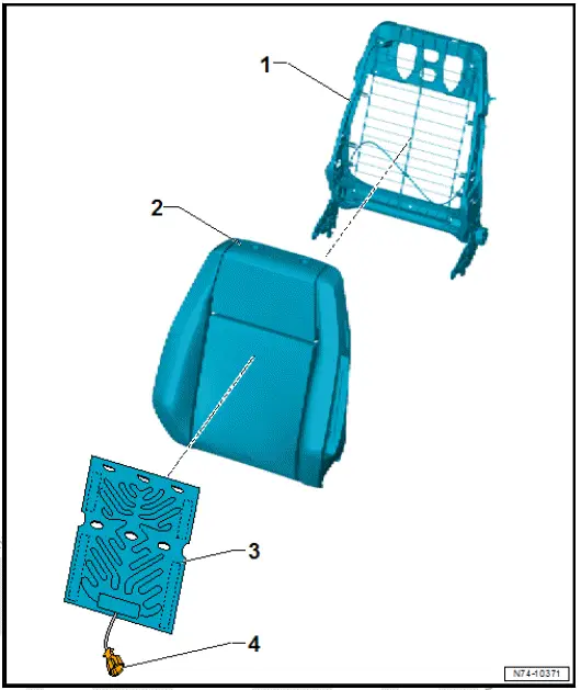 Volkswagen ID.4. Assembly overview   backrest heating element 