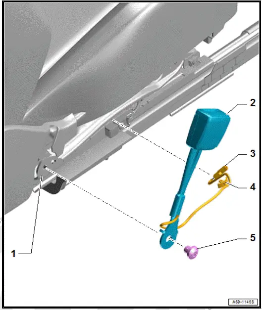 Volkswagen ID.4. Assembly overview   front belt buckle 