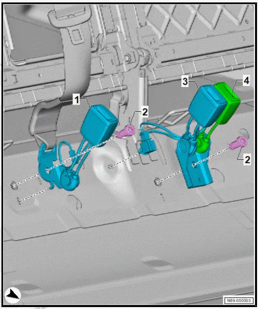 Volkswagen ID.4. Assembly overview - rear belt buckle