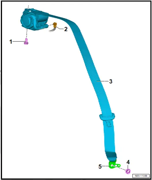 Volkswagen ID.4. Assembly overview   rear outer three-point seat belt