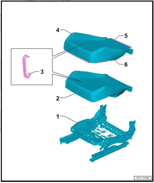 Volkswagen ID.4. Assembly overview   seat pan cover and padding 