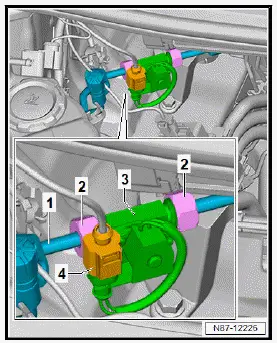 Volkswagen ID.4. Removing and installing refrigerant shut-off valve for heater and air conditioner unit [N541], left-hand drive vehicles