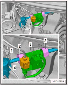Volkswagen ID.4. Removing and installing refrigerant shut-off valve for heater and air conditioner unit [N541], left-hand drive vehicles