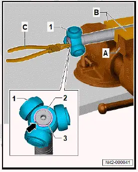 Volkswagen ID.4. Dismantling and assembling drive shaft, triple roller joint