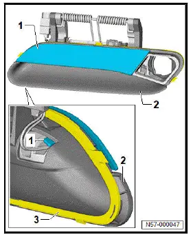 Volkswagen ID.4. Dismantling and assembling exterior door handle [EX6]/[EX7]