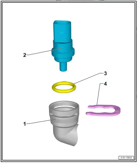 Volkswagen ID.4. Exploded view - inserted coolant temperature sender