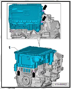 Volkswagen ID.4. Removing and installing power and control electronics for electric drive, front