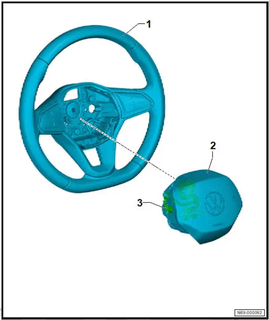 Volkswagen ID.4. Assembly overview - front airbag, driver side