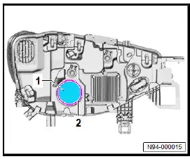 Volkswagen ID.4. Removing and installing headlight range control motor [V48]/[V49], ECO headlights 