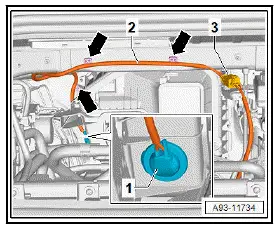 Volkswagen ID.4. Removing and installing high-voltage wiring harness for voltage converter, high-voltage heater, air conditioner compressor