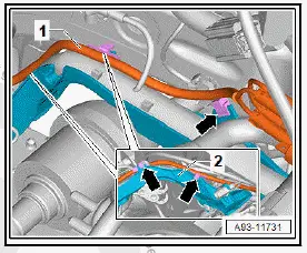Volkswagen ID.4. Removing and installing high-voltage wiring harness for voltage converter, high-voltage heater, air conditioner compressor