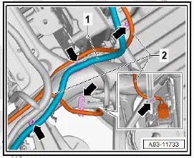 Volkswagen ID.4. Removing and installing high-voltage wiring harness for voltage converter, high-voltage heater, air conditioner compressor