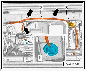 Volkswagen ID.4. Removing and installing high-voltage wiring harness for voltage converter, high-voltage heater, air conditioner compressor