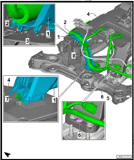 Volkswagen ID.4. Removing and installing high-voltage wiring harness for voltage converter, high-voltage heater, air conditioner compressor