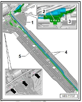 Volkswagen ID.4. Removing and installing high-voltage wiring harness for voltage converter, high-voltage heater, air conditioner compressor