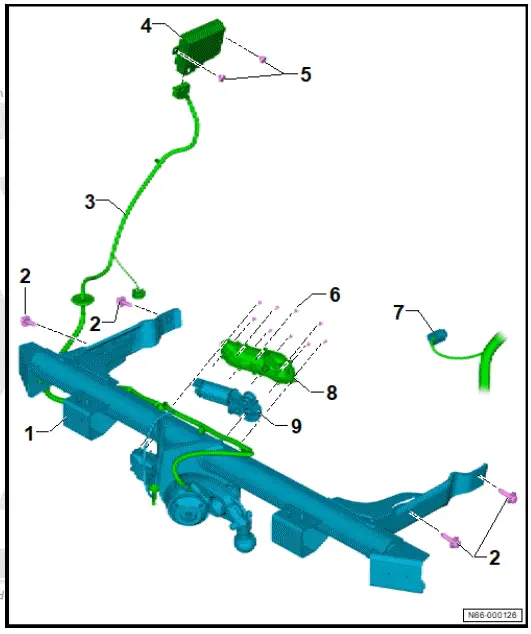 Volkswagen ID.4. Assembly overview - towing bracket