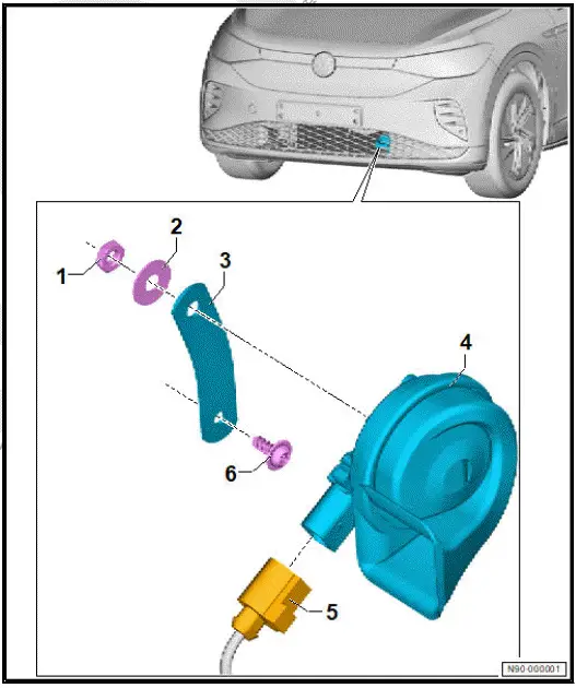 Volkswagen ID.4. Assembly overview - horn