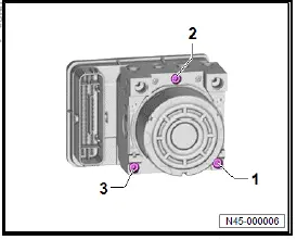Volkswagen ID.4. Separating control unit from and connecting to hydraulic unit