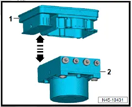 Volkswagen ID.4. Separating control unit from and connecting to hydraulic unit