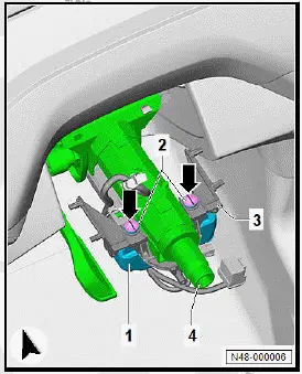 Volkswagen ID.4. Removing and installing control unit for electronic steering column lock J764