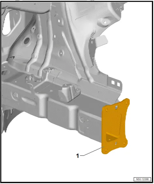 Volkswagen ID.4. Assembly overview - front longitudinal member cross panel 