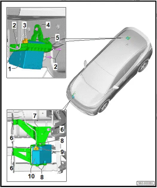 Volkswagen ID.4.  Overview of fitting locations - driving sound/motor sound 