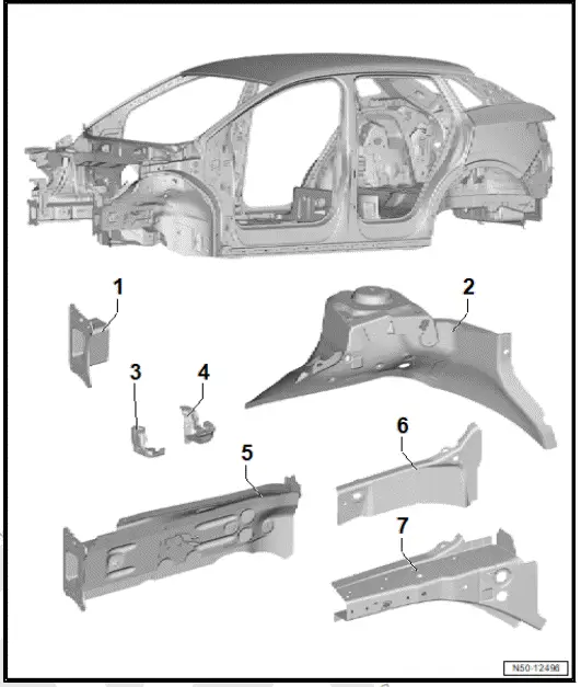 Volkswagen ID.4. Overview of fitting locations 