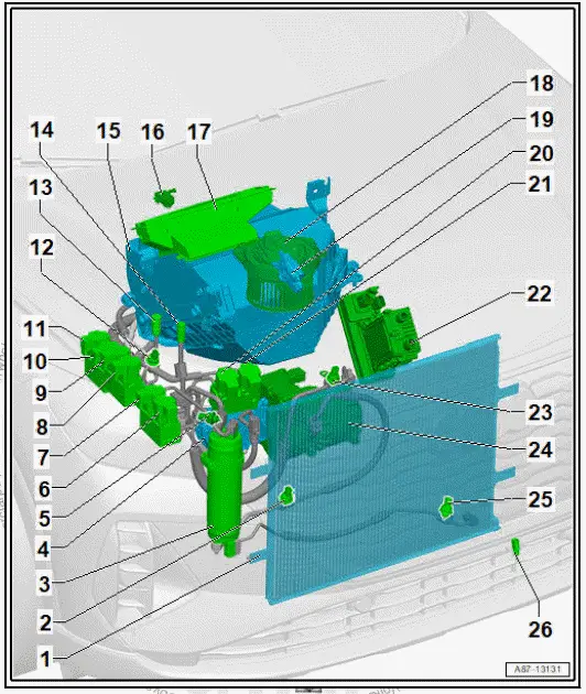 Volkswagen ID.4. Overview of fitting locations - components not located in vehicle interior 