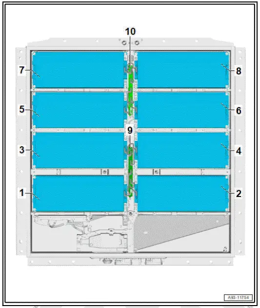 Volkswagen ID.4. Overview of fitting locations - battery modules, 48, 55 kWh