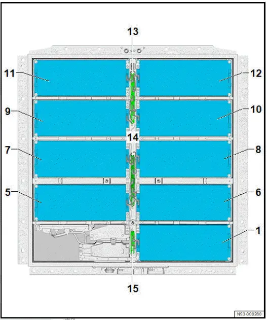 Volkswagen ID.4. Overview of fitting locations - battery modules