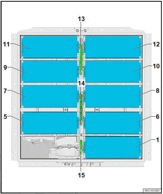 Volkswagen ID.4. Overview of fitting locations - battery modules, 62 kWh 