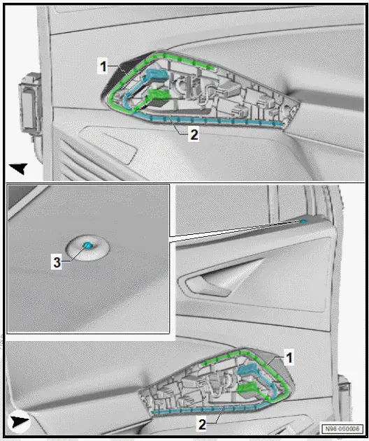 Volkswagen ID.4. Overview of fitting locations - lights in front doors