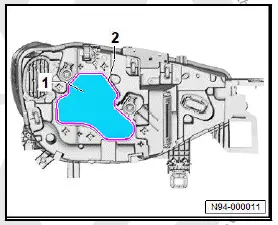 Volkswagen ID.4. Removing and installing headlight range control motor [V48]/[V49], Performance headlights 