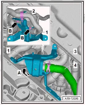 Volkswagen ID.4. Removing and installing mixing valve 2 for high-voltage battery [V696] pre-heating, heat pump 