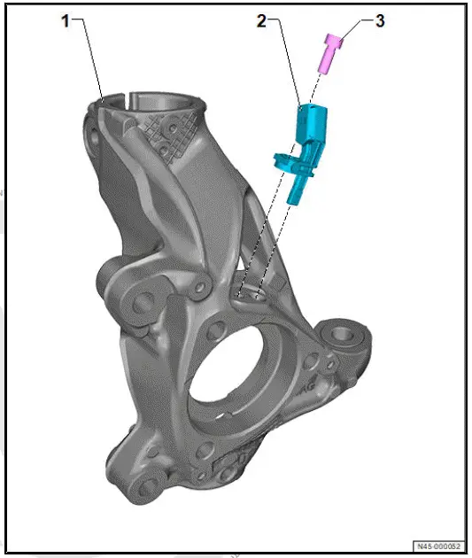 Volkswagen ID.4. Assembly overview - speed sensor on front axle