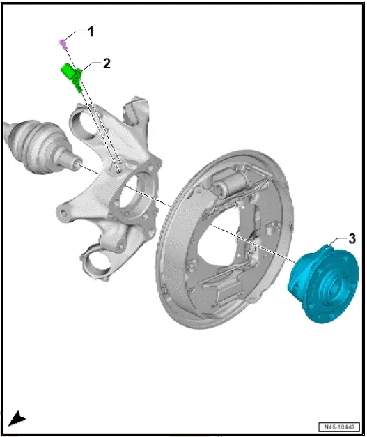 Volkswagen ID.4. Assembly overview - speed sensors on rear axle
