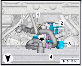 Volkswagen ID.4. Removing and installing mixing valve for high-voltage battery pre-heating, rear-wheel drive