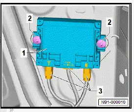 Volkswagen ID.4. Removing and installing aerial amplifier for mobile telephone [R86] 