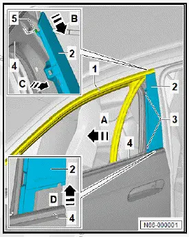Volkswagen ID.4. Removing and installing B-pillar trim on door 