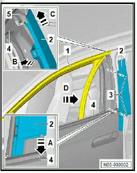 Volkswagen ID.4. Removing and installing B-pillar trim on door 